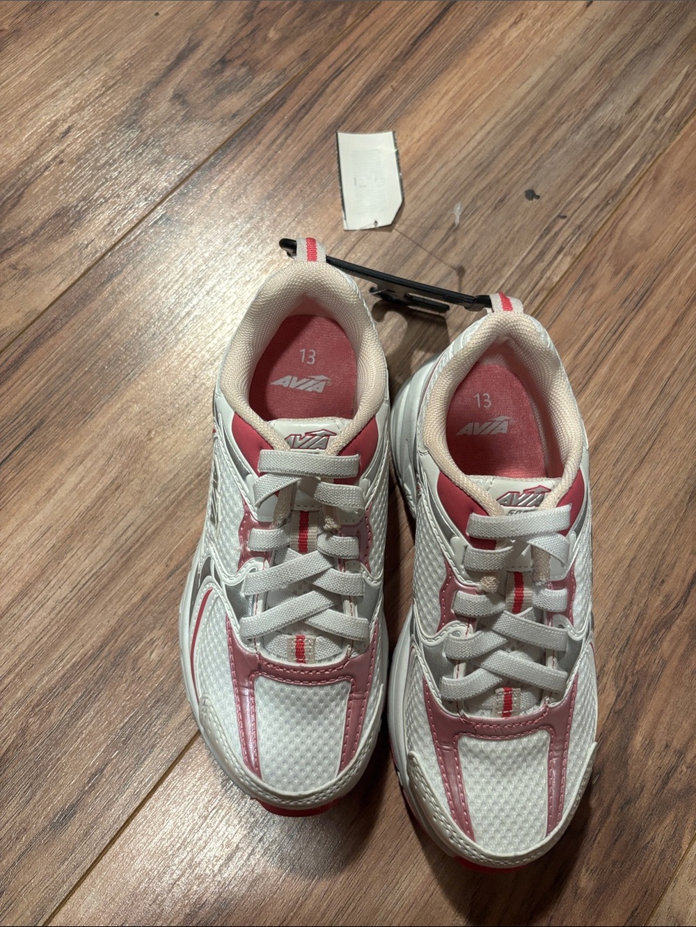 Avia Kids White and Pink Sporty Lace-Up Sneakers